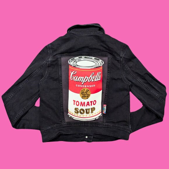 Jackets & Blazers - Andy Warhol's Campbell's Tomato Soup T-Shirt Black Denim Jacket Size S for Women